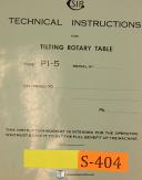 SIP PI-5, Tilting Rotary Table, Technical Instructions Manual 1958